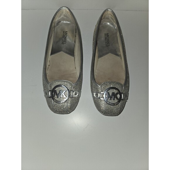 Michael Kors Fulton Ballet flat moccasin sparkly silver in Size 8 - Picture 1 of 5